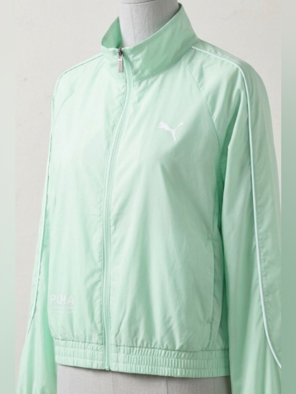 Puma Women's Light Mint Zip-Up Bomber Jacket (SzM) Performance Athleisure Street